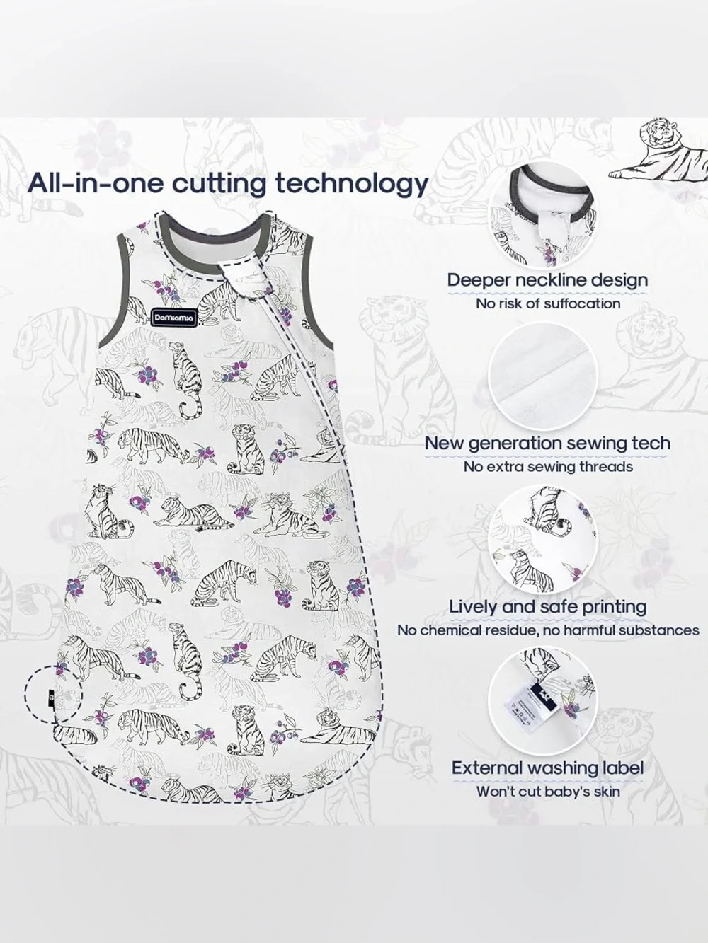 🆕 Domiamia TigerPrint Sleep Sack XL, 24-36 Months? *Read*